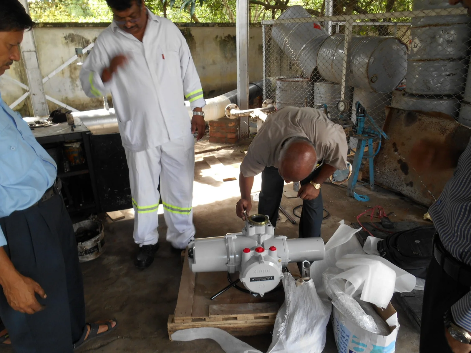 Rotork electrical actuator being inspected after supply for the Shah Amanat International Airport project