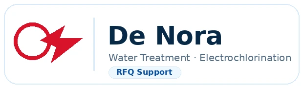 De Nora water treatment / electrochlorination logo badge for Bangladesh industrial spare parts supplier