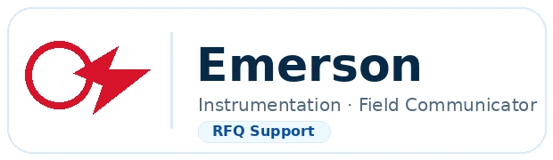 Emerson instrumentation / field communicator logo badge for Bangladesh industrial spare parts supplier