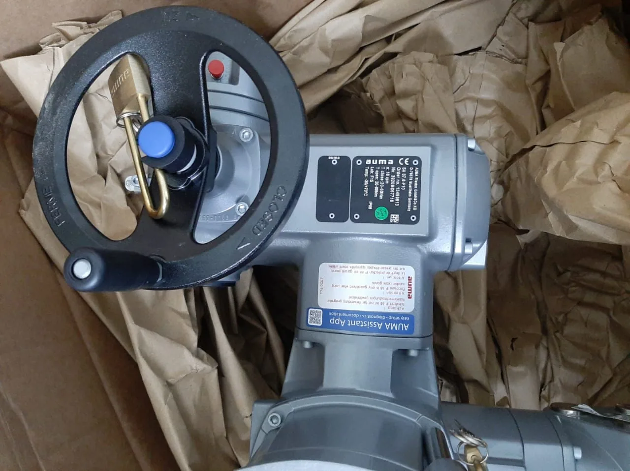 AUMA electric actuator handwheel packaGE 1 supplied goods evidence for valve actuation / flow control by Impro Solutions Bangladesh and Impro Solutions UK.